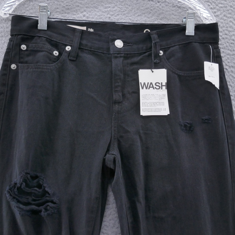 Gap‎ Girlfriend Jeans 28 Tall Black Womens Distressed Ripped Denim NEW - Picture 3 of 16